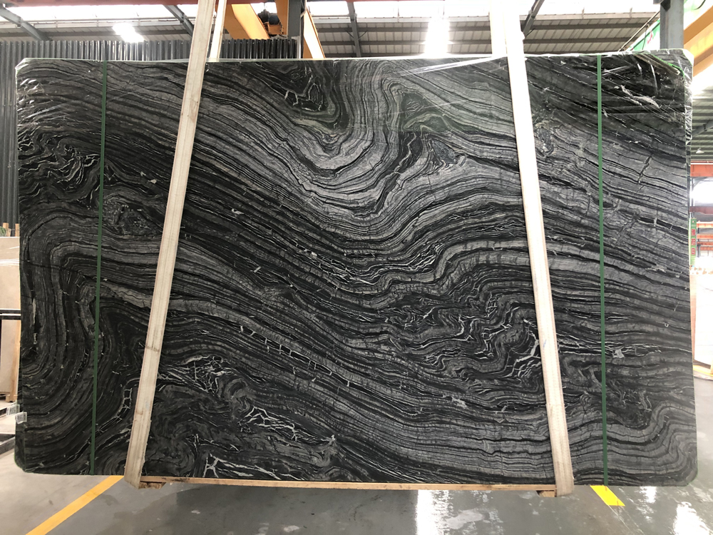 Black Zebra Marble Big Slabs Leather Finish